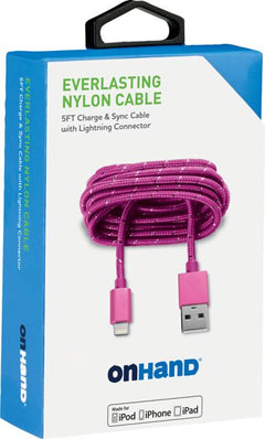 ON HAND A TO LGHT CBL 5FT, PINK - ONLINE ONLY